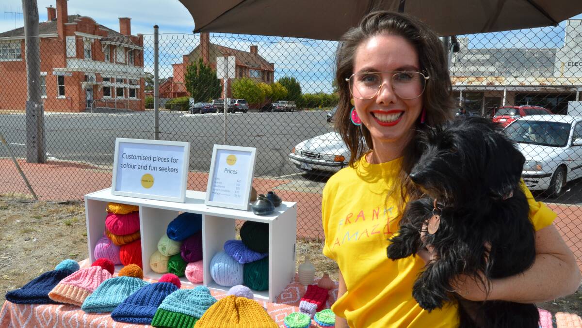 CRAFTY: Penny with her wire haired dachsound Shirley Partridge at DImboola Market. Picture: ALISON FOLETTA.