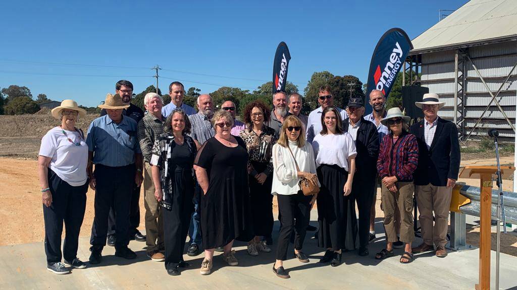 COMMUNITY EFFORT: Members of the Minyip Progress Association, the Fuel committee, local members Dr Anne Webster, Emma Kealy, Bonney representatives Bryan Henderson and Tim Niewand from Gilbarco, and Janet Boschen who helped design the art work. Picture: CONTRIBUTED.