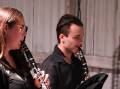 WIND: Lauren Arnett and Jordan Tsaousoglou playing the clarinet. 