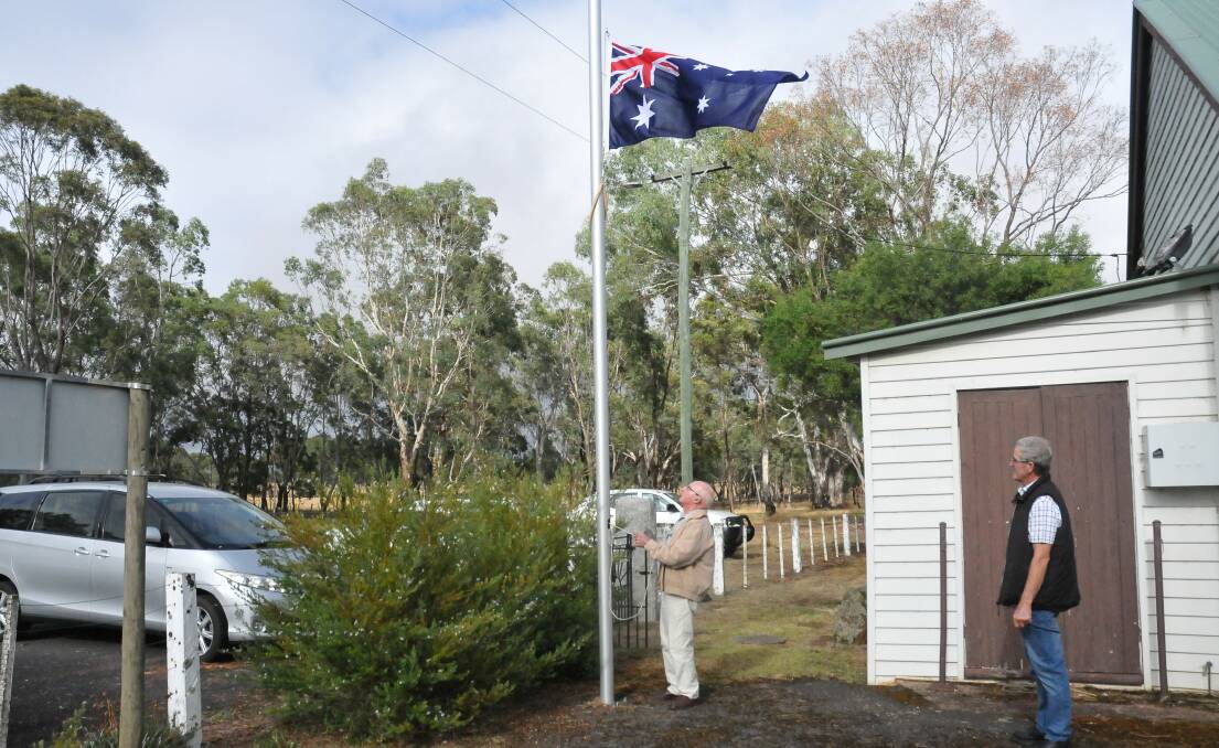 AUSTRALIA DAY: The raising of the flag at the Brimpaen Hall ceremony. Picture: CONTRIBUTED