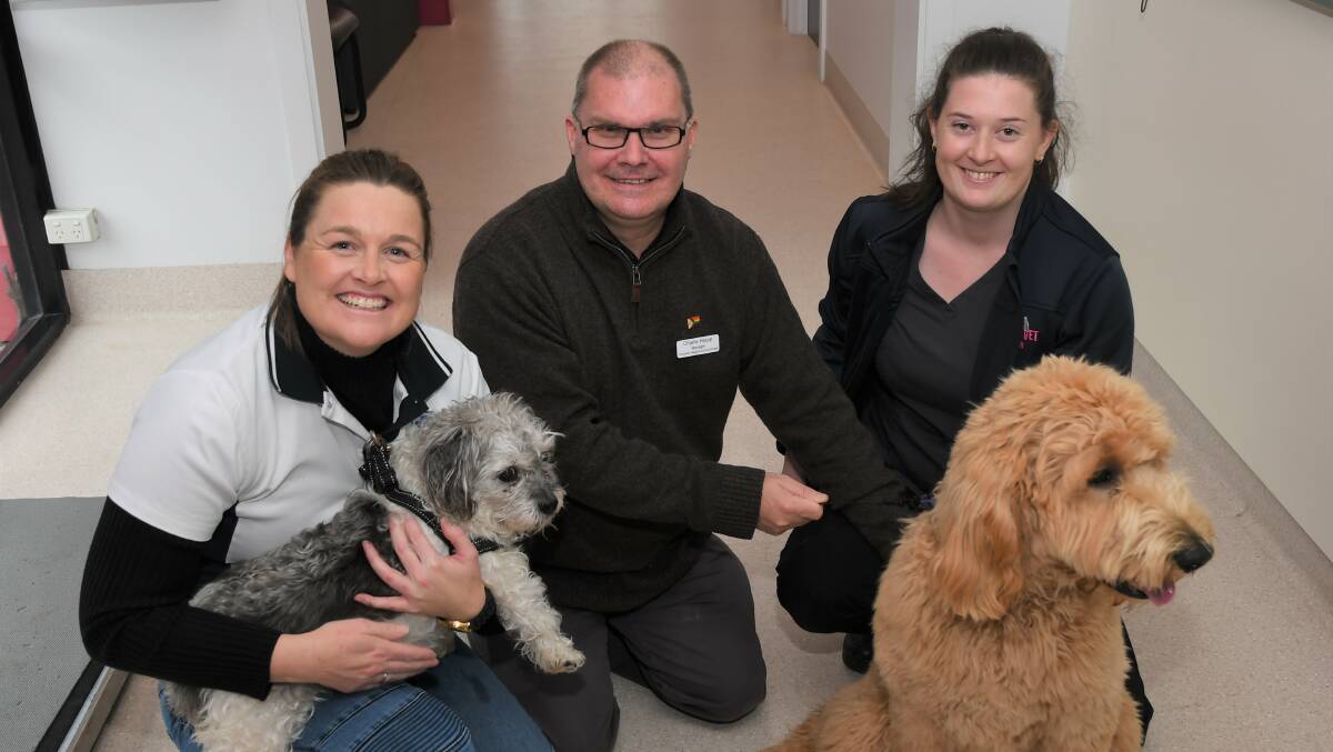 HOLIDAY LEARNING: First aid trainer Casey Kosch (left) with Horsham Neighbourhood House manager Charlie Helyar and Your Family Vet nurse Sarah Brady. Picture: ALEX DALZIEL