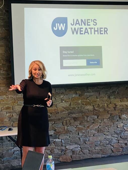 WEATHER: Jane Bunn presenting her new weather app at the Horsham Golf Club. Picture: CONTRIBUTED