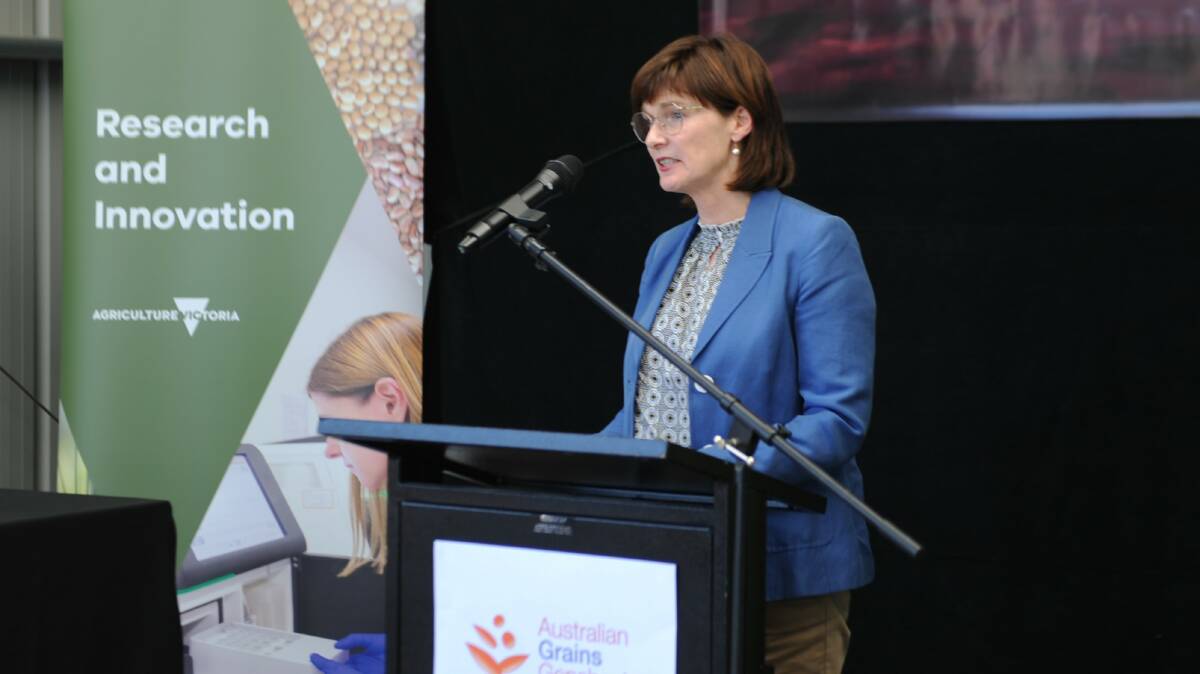 QUARANTINE: Minister for Agriculture Mary-Anne Taylor speaking at the facility. Picture: ALEX DALZIEL