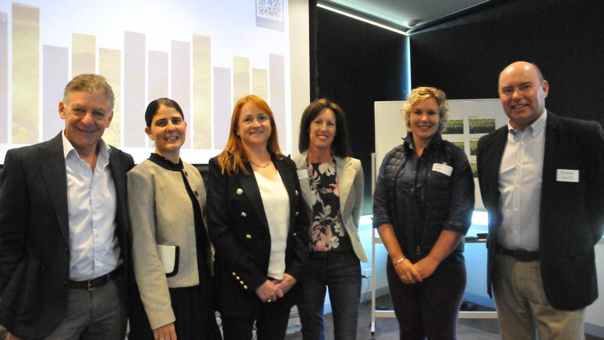 AG FORUM: Farm Trade Australia's Director David Matthews (left), with Denise McLellan, Susan Findlay Tickner, Tracy Dart, Kate Cowan, and Andrew Smith. Picture: ALEX DALZIEL