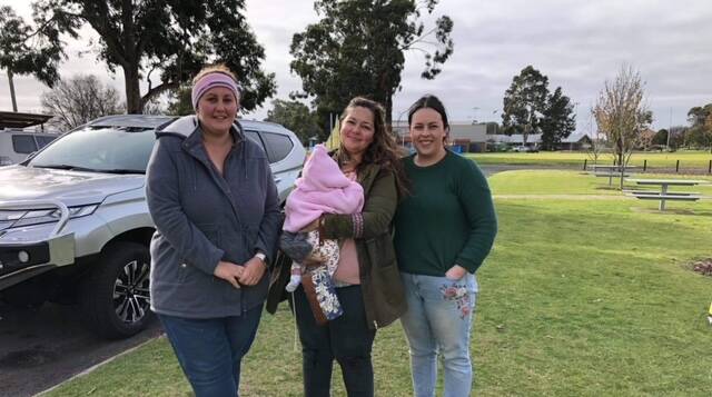 CHILD CARE: Edenhope mothers Brynony Futerieal (left), Shelley Hartle, and Alysha Jacbson authored the open letter. Picture: CONTRIBUTED