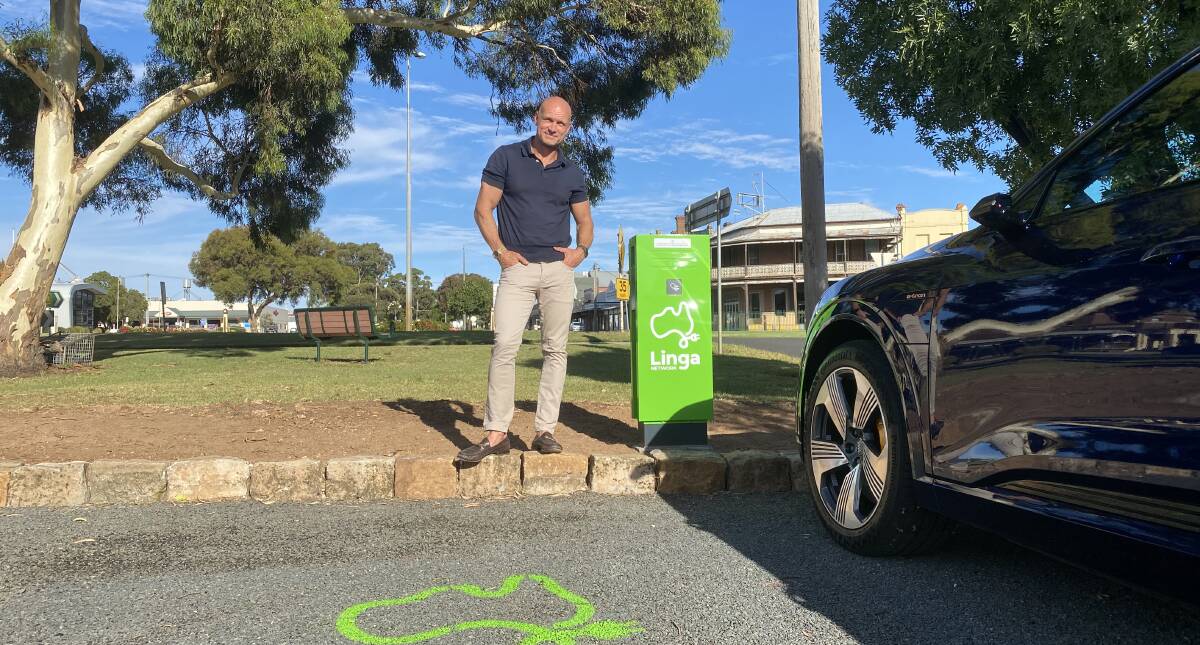 ELECTRIC FUTURE: Linga Network CEO Adrian Kinderis hopes to "get ahead of demand" with electric charging infrastructure in regional Victoria. Picture: CONTRIBUTED