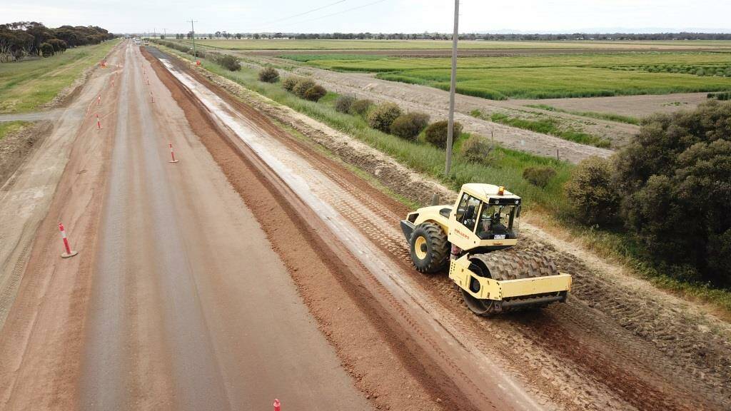 MAINTENANCE: Crews working on a stretch of the Wimmera Highway in Vectis. Picture: CONTRIBUTED