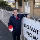 DONATE: Horsham Salvation Army Captain Chris Sutton outside Salvos HQ with a collection tin. Picture: ALEX BLAIN. 