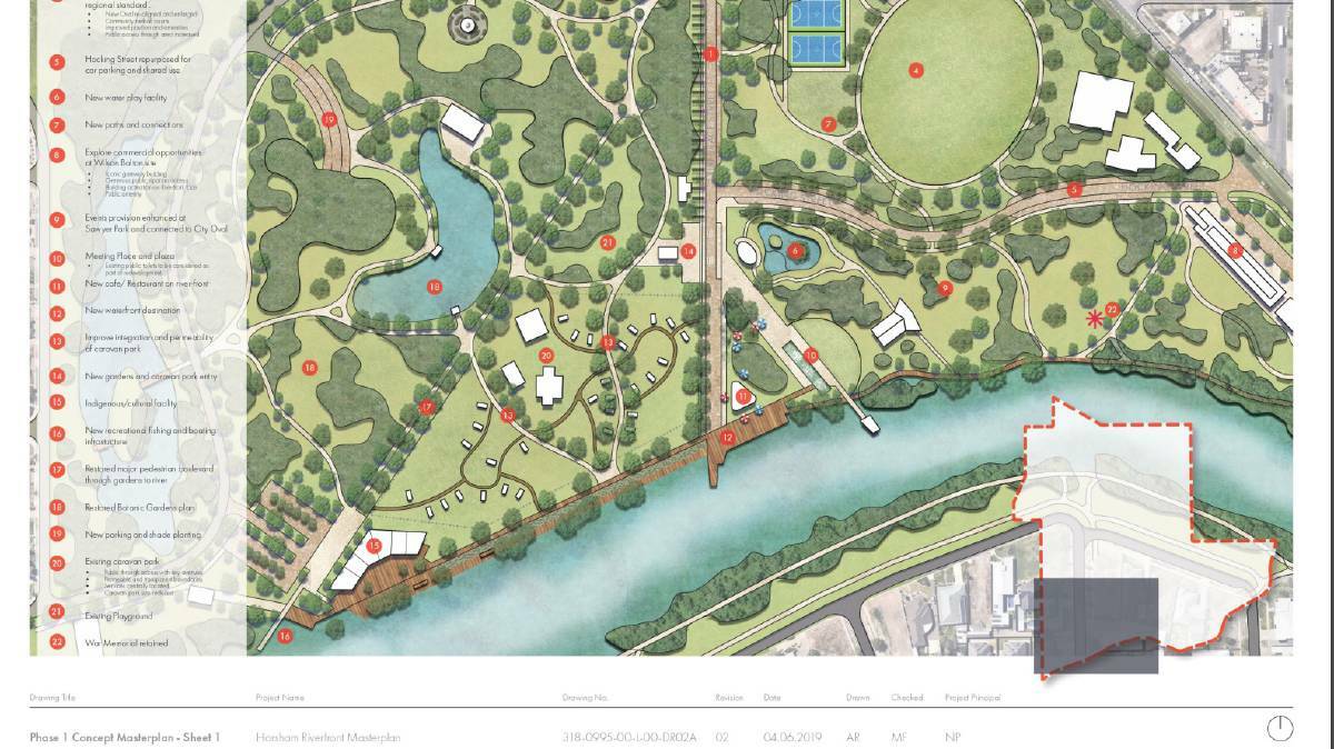 PLAN: The proposed water park in the draft City to River masterplan, which went out for public consultation in 2019. The design submitted for the funding application is in a different location. Picture: FILE