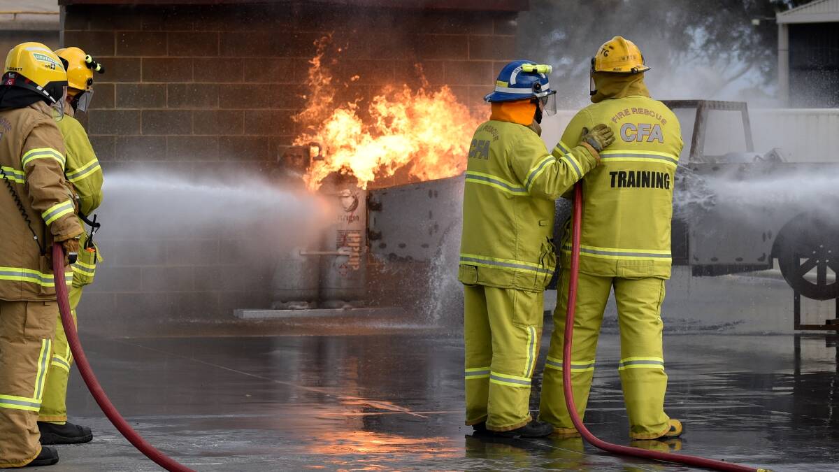 FIRE: District 17 firefighters training at the Victorian Emergency Management Training Centre in Longerenong. Picture: Bronwyn Hastings