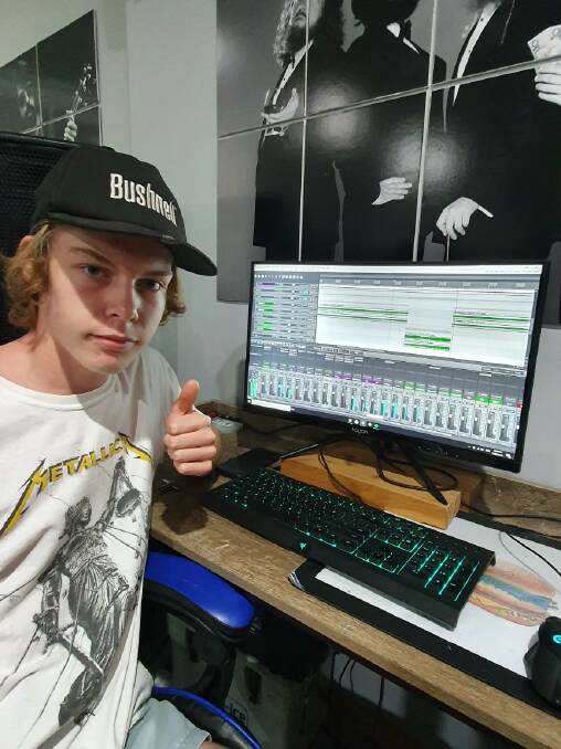 STUDIO: Aussie Nicolson with his audio interface set-up. Picture: CONTRIBUTED