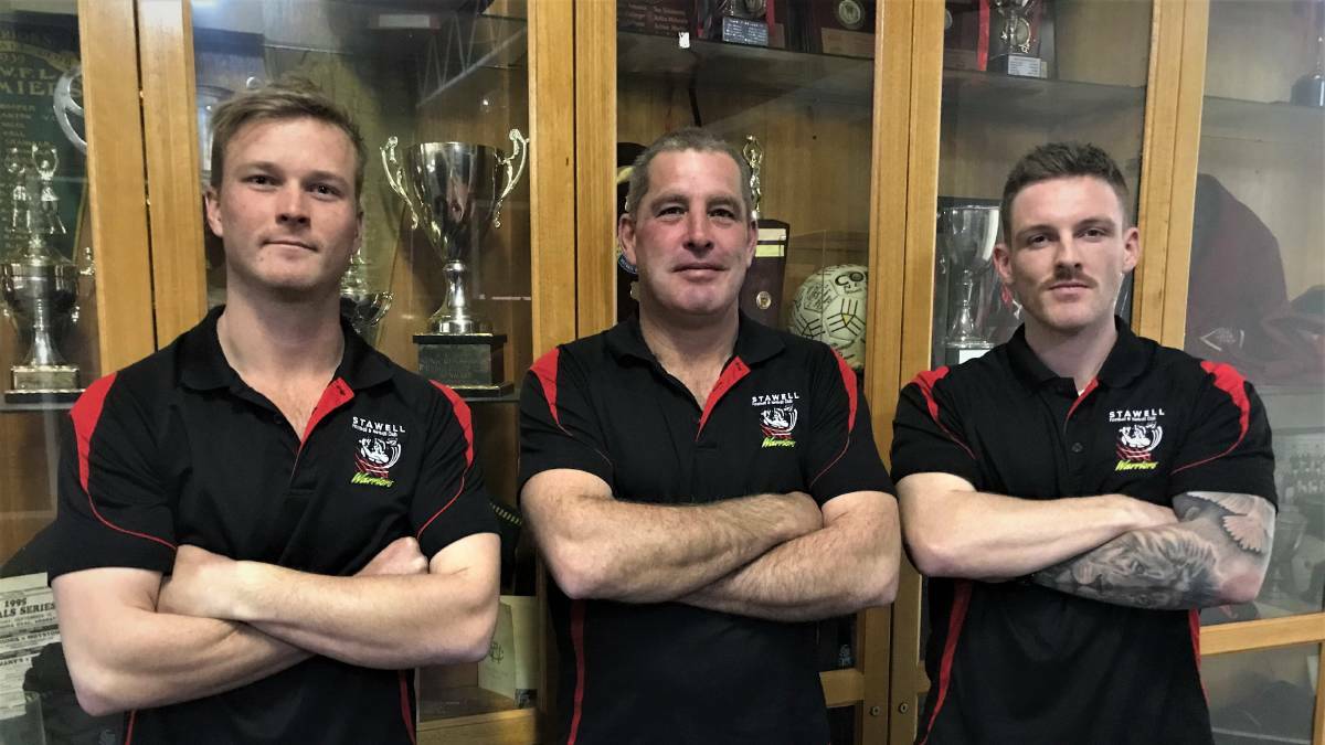 LEADING THE WAY: Warriors senior football coach Tom Eckel, president Tim Williams and assistant coach Jay Moody have set their sights on 2021. Picture: CASSANDRA LANGLEY