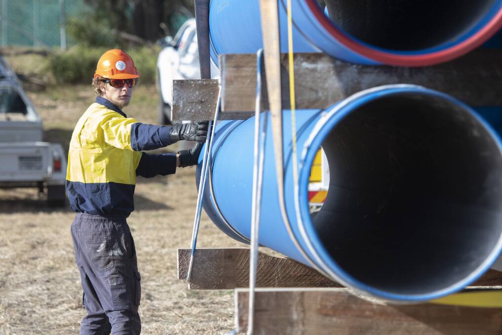FUTURE: Pipes used in phase one of the Dungowan Dam pipeline project. Picture: Peter Hardin