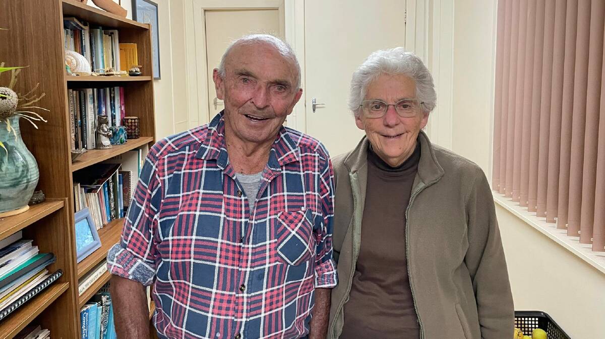 Ollie and Nancy Hinde have been following discoveries of the shipwreck since their own sighting after big swells in the mid-70s. Photo: Andrew Constable