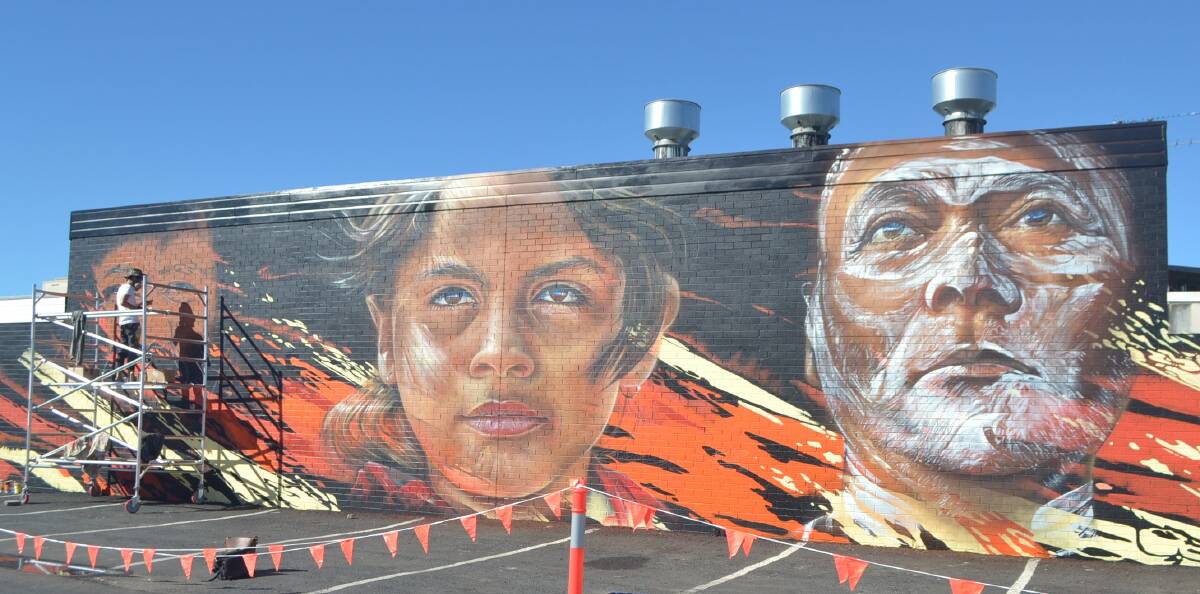 The mural also features Batemans Bay High school captain Bimi and her grandmother Aunty Lauretta Parsley. Photo: Maeve Bannister