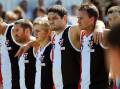 STAR RECRUIT: Brendan Fevola lines up with his Edenhope-Apsley teammates before their round one HDFNL clash with Noradjuha-Quantong in 2014. Picture: FILE