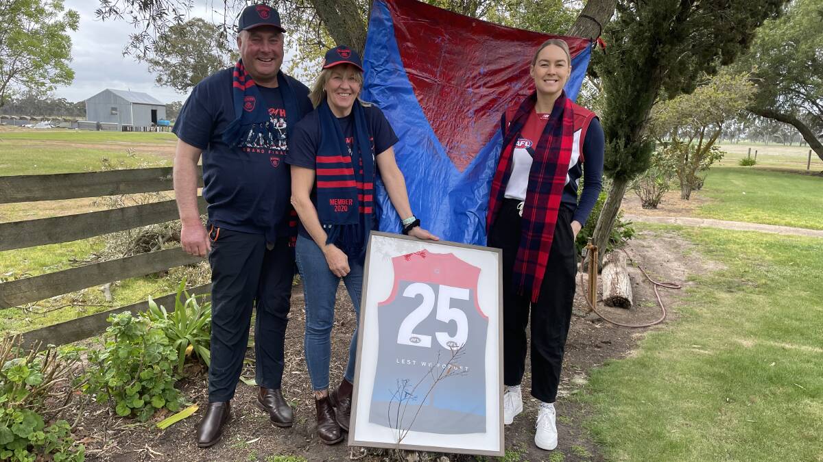 PRIDE: Paul, Cath and Laura McDonald will watch Tom in the AFL grand final from the family farm near Edenhope. Picture: MATT HUGHES