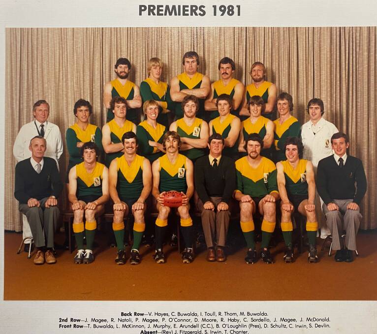 PROUD: The 1981 St Michael's premiership team. Pictures: CONTRIBUTED and FILE