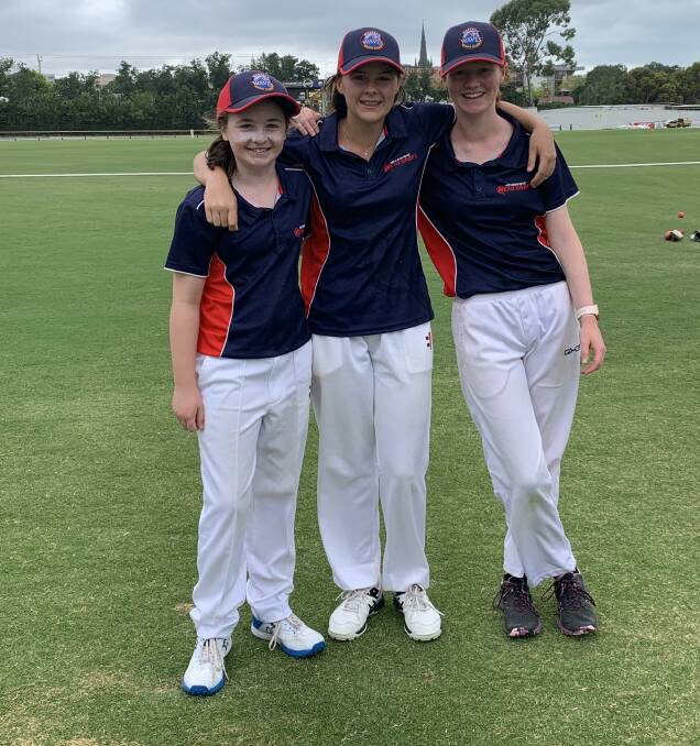 PRIDE: Waves teammates and Wimmera cricketers Lily Reading, Ava Clark and Adelle Weidemann spent the week in Melbourne and Geelong playing in the Under 15 YPL. Picture: CONTRIBUTED
