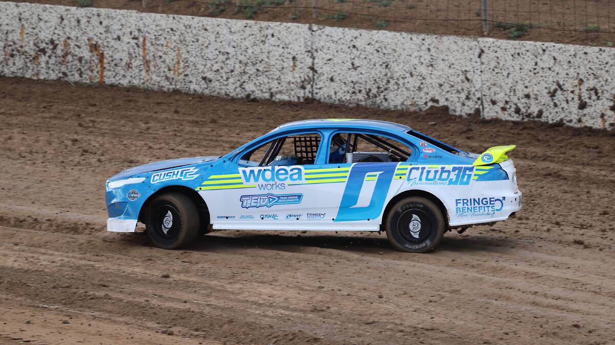 SPEED: Brock Atkins (pictured) from Hamilton won the the Modified Sedans feature. Picture: JACKIE PEACOCK
