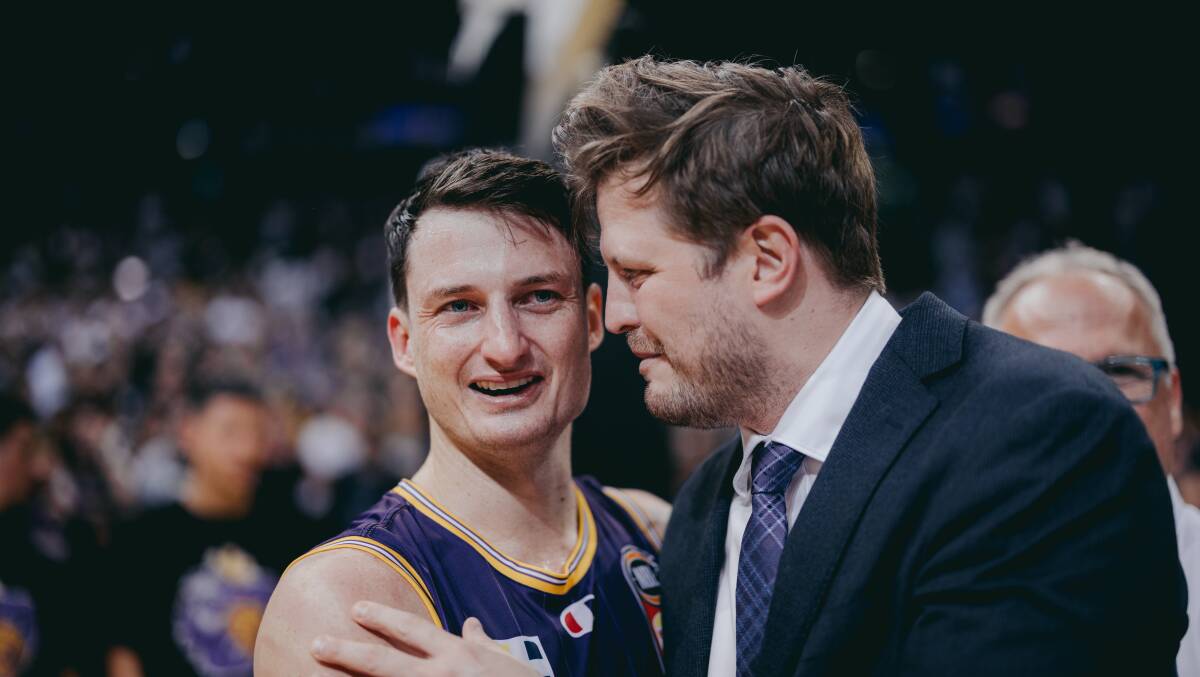 CHAMPION: Shaun Bruce soaks it all in after winning the NBL title with the Sydney Kings. Picture: SAM TOLHURST