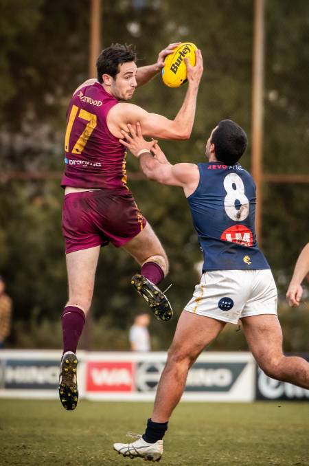 MARK: Lachlan Delahunty reels in a grab for Subiaco. Delahunty was one of the stars for WA in their loss to SA on May 15. Picture: JACK FOLEY