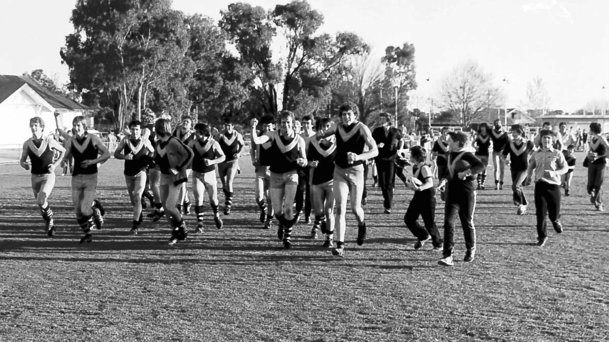 CHAMPIONS: Nhill players celebrating the 1981 grand final win. Picture: FILE