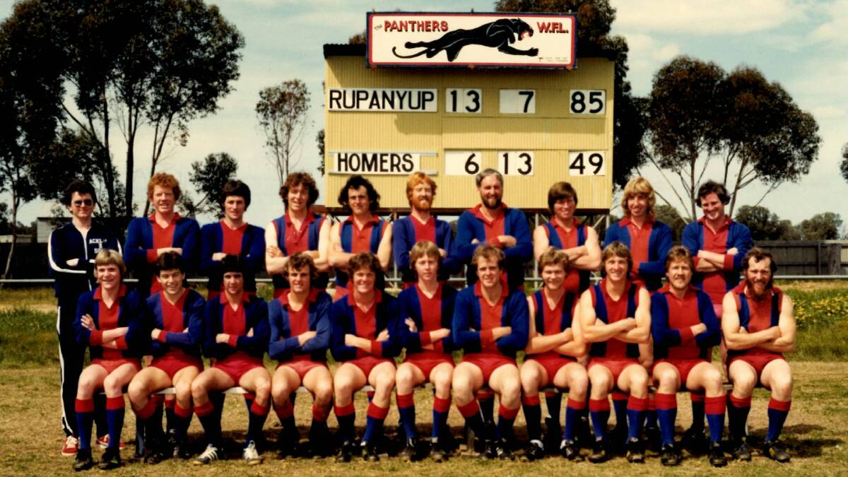WIMMERA ROOTS: Tony Hurley in his playing days in 1981, seated sixth from left, bottom row. Picture: RUPANYUP HISTORICAL SOCIETY