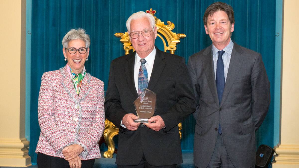 HONOURED: John Deckert receiving his Victorian Senior of the Year Award in 2019. Picture: CONTRIBUTED