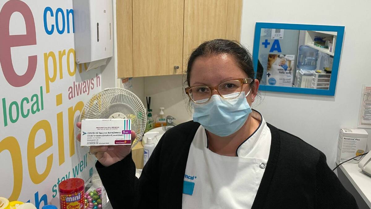 TOUCHED DOWN: Pharmacist and owner Carlie Streeter shows off the AztraZeneca vaccine, newly arrived at Horsham Amcal and ready to be administered. Picture: ALEX BLAIN 