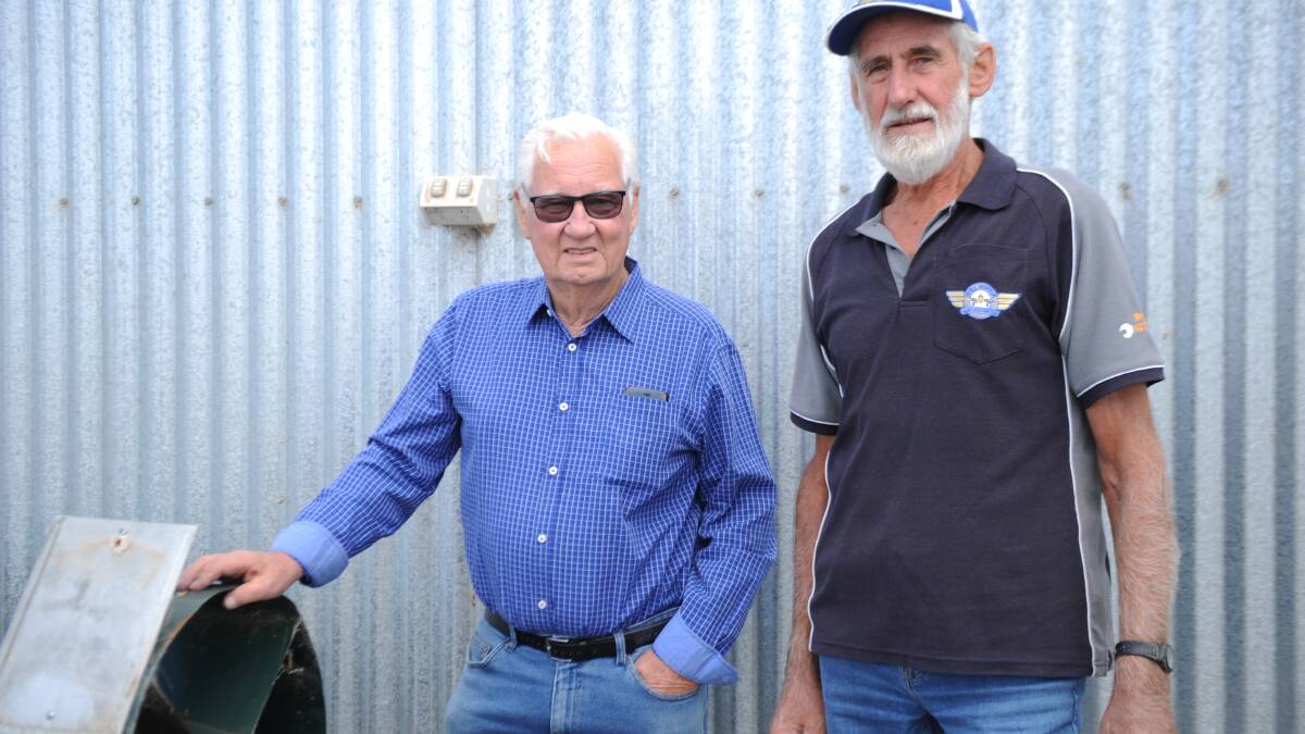 HIGHLIGHT: John Deckert with Len Creek at the Nhill Aviation Heritage Centre. Mr Deckert's considers his time with the Centre a career highlight. Picture: ALEX DALZIEL 