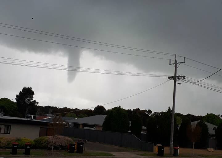 CRAZY WEATHER: A funnel seen from Napier St in Stawell. Picture: BENJAMIN GEHAN