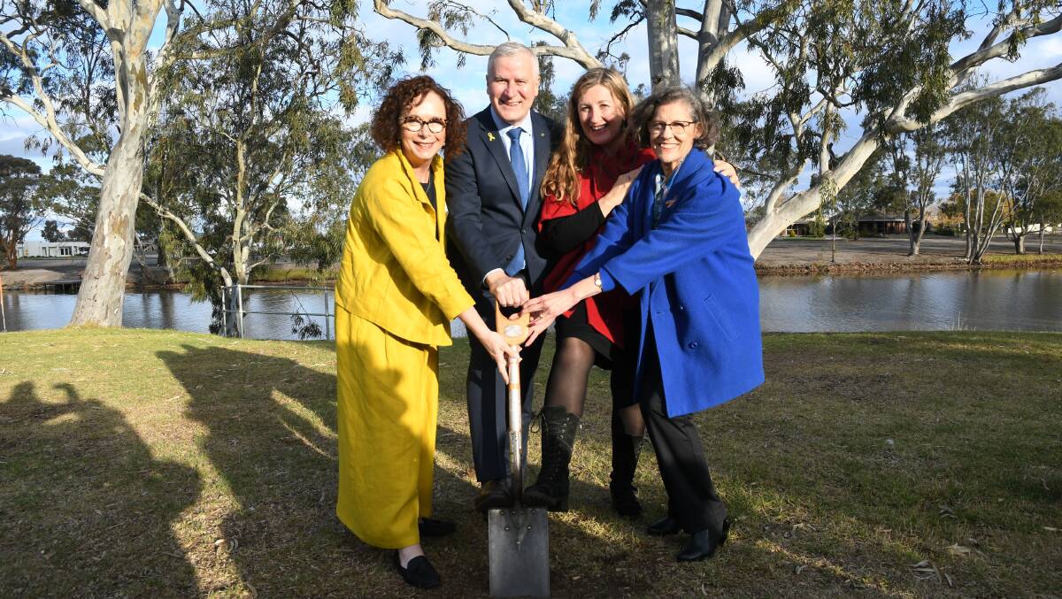 MILESTONE: Malle MP Anne Webster, Deputy Prime Minister Michael McCormack, Parliamentary Secretary for Regional Victoria Danielle Green, and mayor Robyn Gulline turn the first sod. Picture: MATT HUGHES