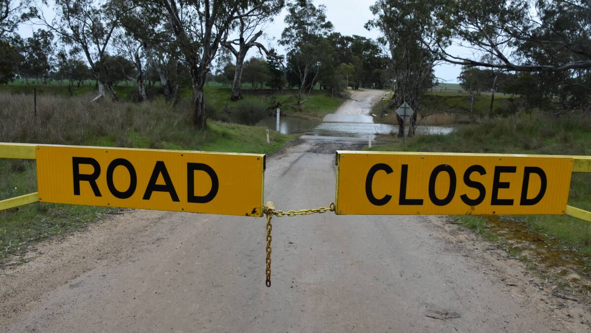 FORD FLOODED: The Wimmera River crossing at O'Brees road has flooded. Picture: GREGOR HEARD