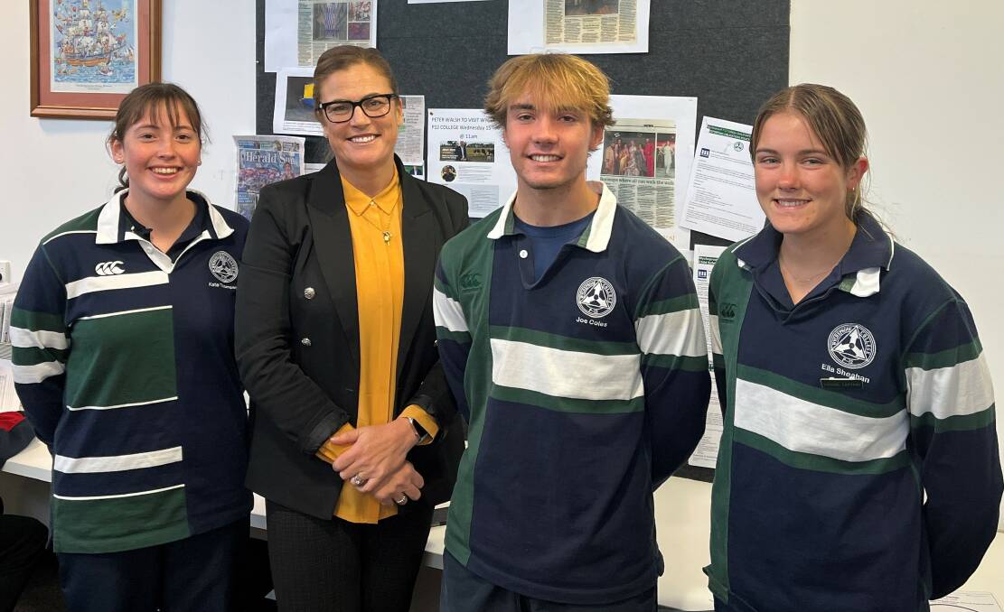 SAVE OUR BEDS: Wycheproof P-12 College SRC president Kate Thompson, Nationals candidate Jade Benham, school captains Joe Coles and Ella Sheahan. Picture: SUPPLIED