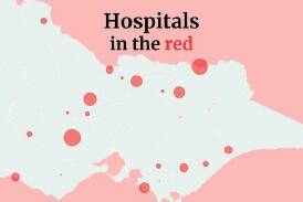 A map of regional Victorian hospital locations. Larger circles indicate larger operating deficits.