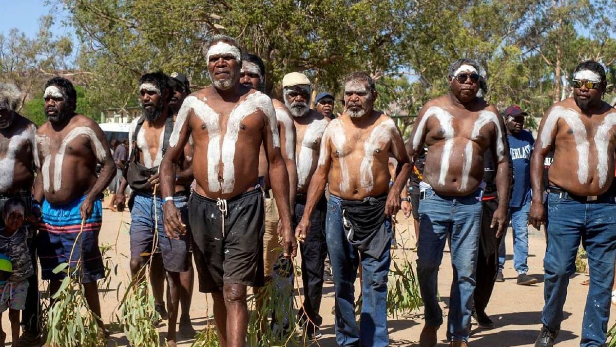 Members of the Yuendumu community marched in Alice Springs after Walker's death. Picture: Instagram/Justice For Walker