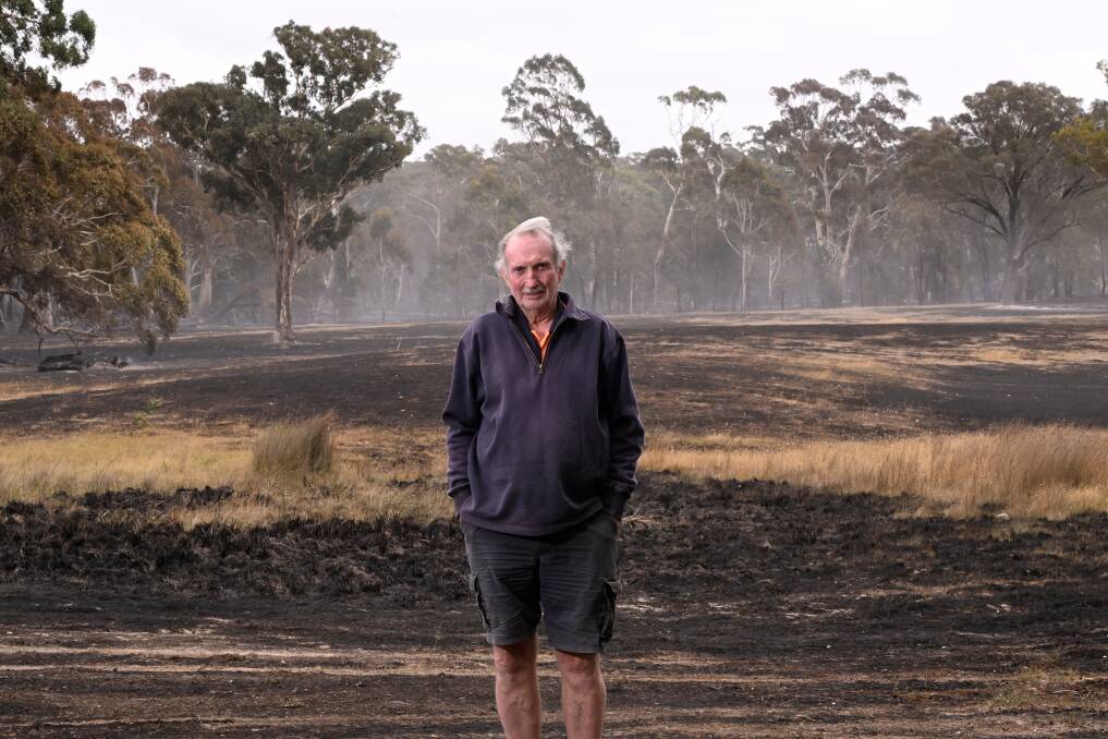 David Trengove on his property following Thursday's bushfire. Picture by Adam Trafford
