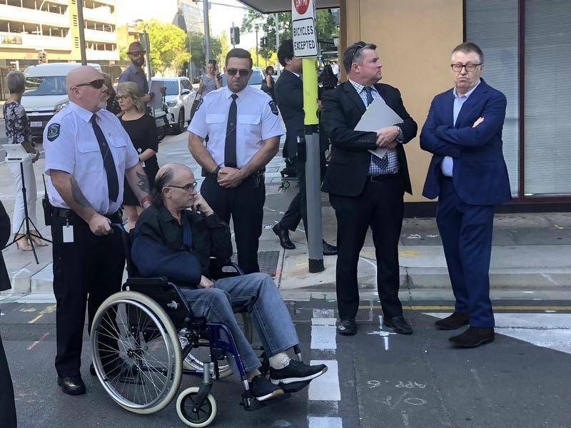 Domenic Perre (in wheelchair) was found guilty of the 1994 murder of Detective Sergeant Geoffrey Bowen. Photo supplied. 