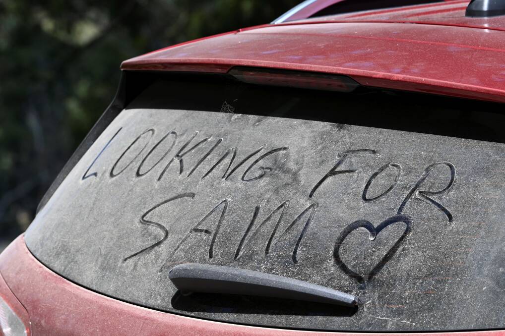 Community members left their cars to look for Sam in the Woowookarung Regional Park. Picture by Lachlan Bence