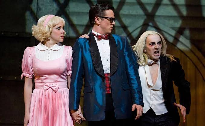 Alex Rathbeger as Brad with Lucy Maunder as Janet and Kristian Lavercombe as Riff Raff in the Rocky Horror Show Picture supplied.