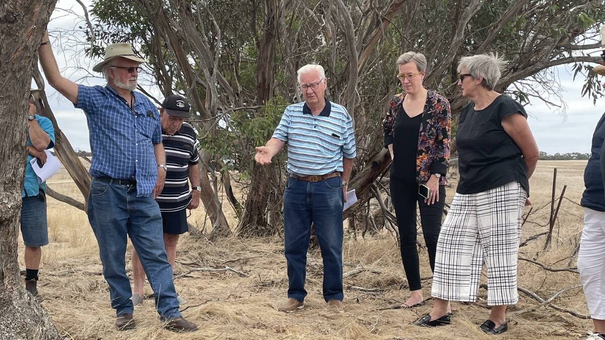 Mr John Deckert (centre) describing the importance of Wade's Termination Point with Mayor Liz Goossens and CEO Anne Champness. Picture by Sheryl Lowe 