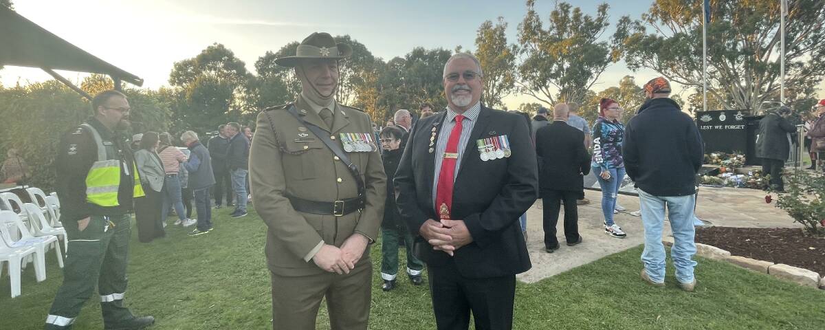 Horsham RSL president Don Pirouet (right) on Anzac Day in 2022. File picture