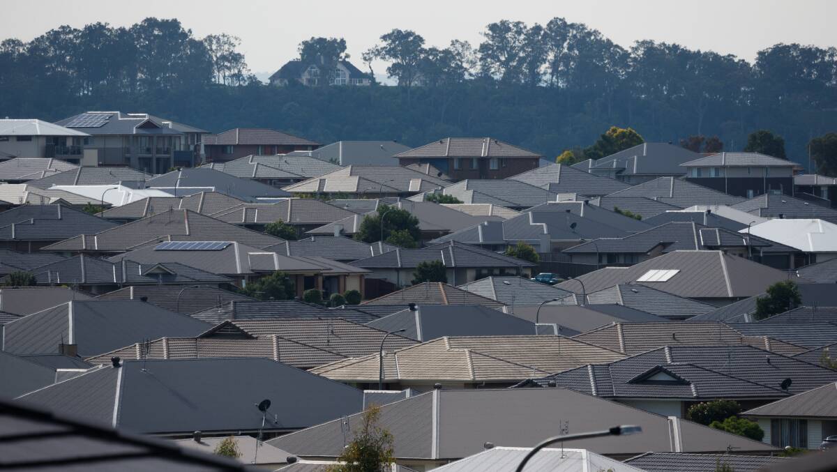 Roofs in dense suburban housing near Maitland in the Hunter Valley of NSW. Maitland, like other regional NSW towns, is experiencing a population boom with several new housing developments underway. Picture by Max Mason-Hubers
