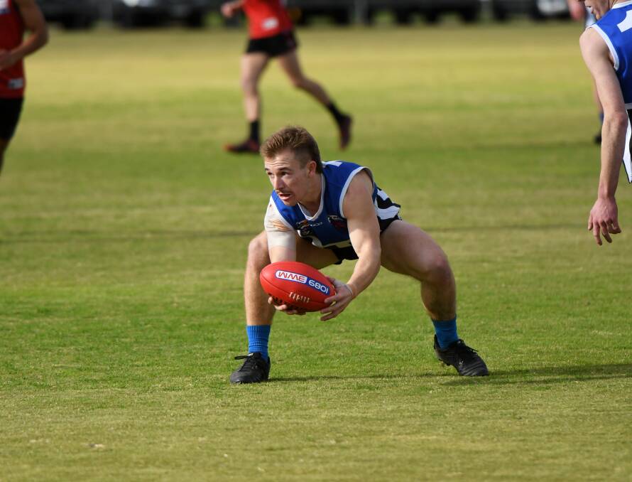 Will Holmes in action for Minyip Murtoa in round 11 of the WFNL on Saturday, July 1, 2023. Picture by Lucas Holmes