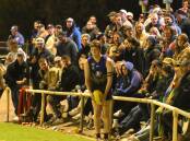 Matthew Long lines up a set shot in front of a section of the home crowd during the WFNL round two Anzac Day match against Horsham Saints at City Oval on Thursday, April 25. Picture by Lucas Holmes
