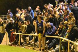Matthew Long lines up a set shot in front of a section of the home crowd during the WFNL round two Anzac Day match against Horsham Saints at City Oval on Thursday, April 25. Picture by Lucas Holmes
