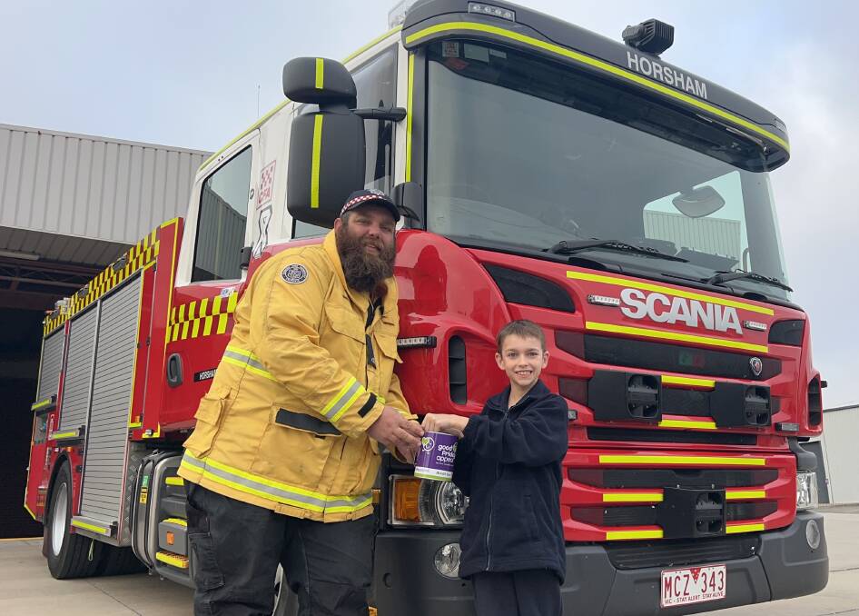 Horsham fire fighter Stephen Carman and Logan Coutts are getting ready to drum up support for this year's Good Friday Appeal. Picture by John Hall 