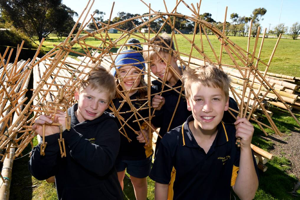 Natimuk Primary School grade 6 students Archie Sudholz, Ned Glascott, Jed Haustorfar, and Ben Grey, will be helping create the Styckx Theatre project.