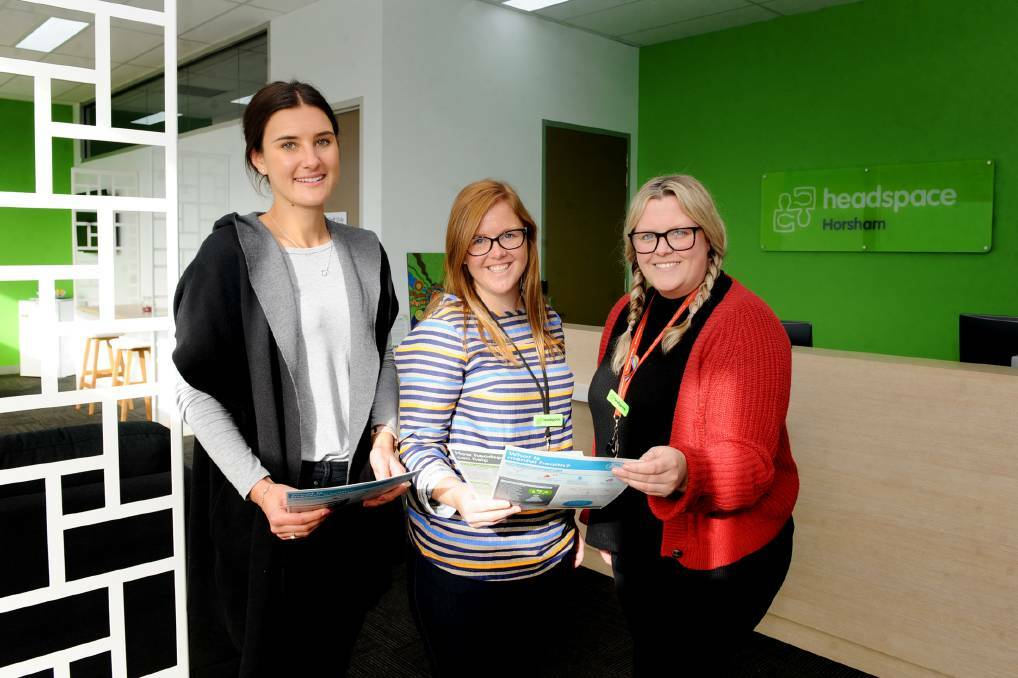 SERVICES: Headspace Horsham youth counsellor and intake assessment worker Matilda Douglas, youth counsellor Brooke MacInnes and youth engagement officer Emma Hynes